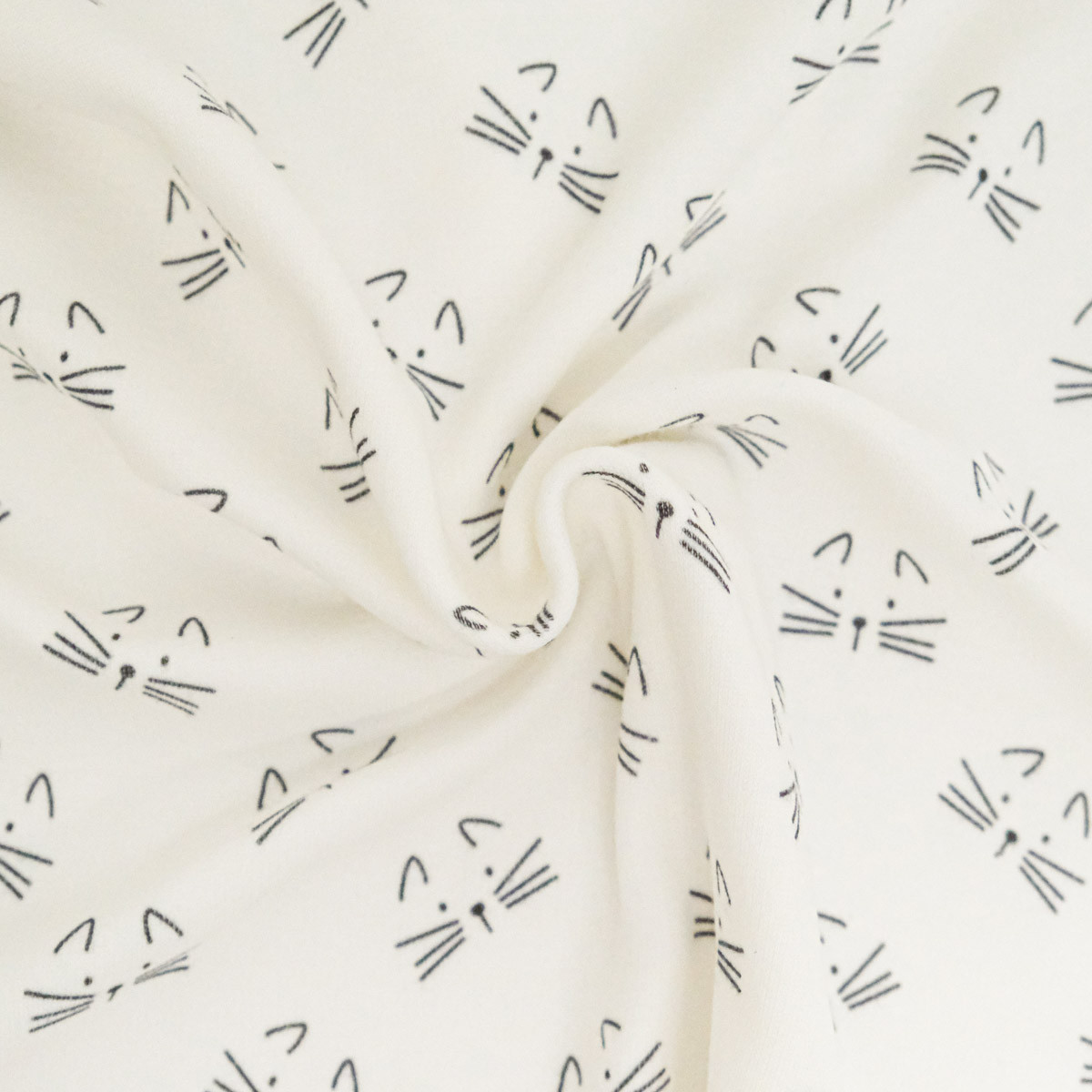 Minimalist Cat Face Print Sweatshirt with Fleece Lining - Maison Klem